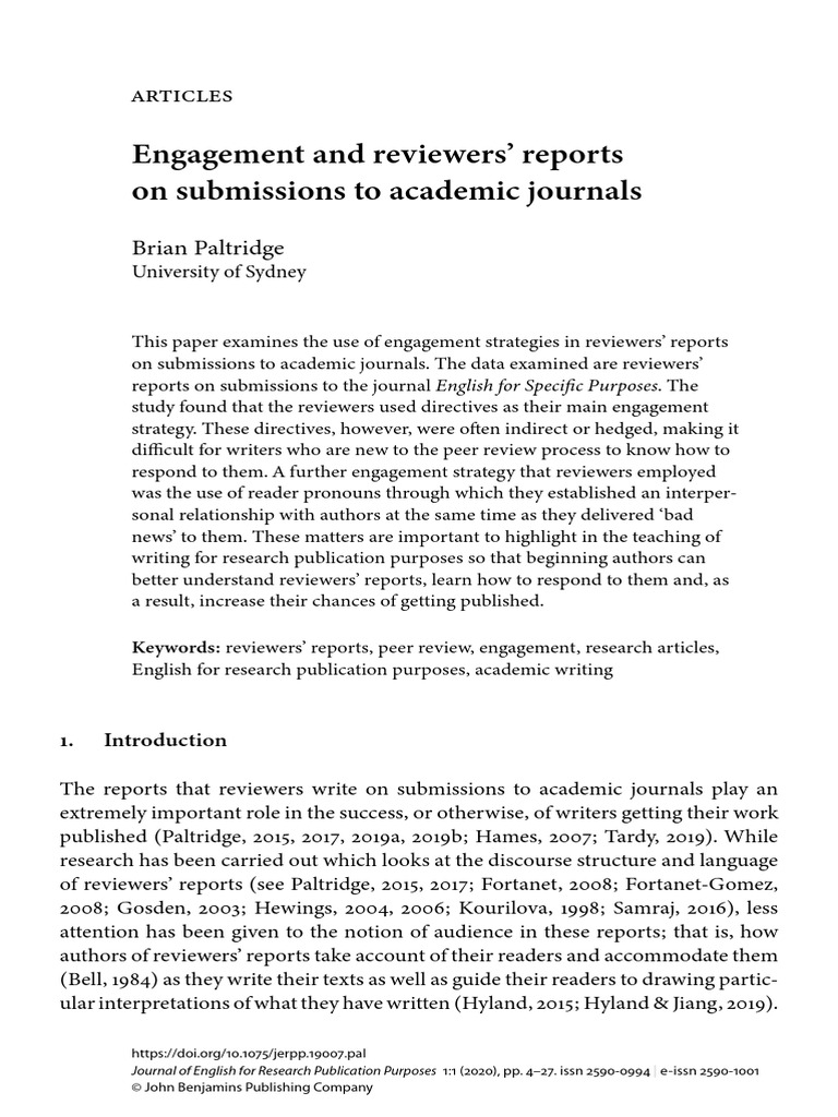 Engagement Strategies in Reviewers' Reports | PDF | Academic Journal ...