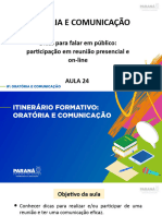 24 - RCO-NEM - IF - ORATÓRIA - Dicas para Falar em Público - Participação em Reunião Presencial e On-Line