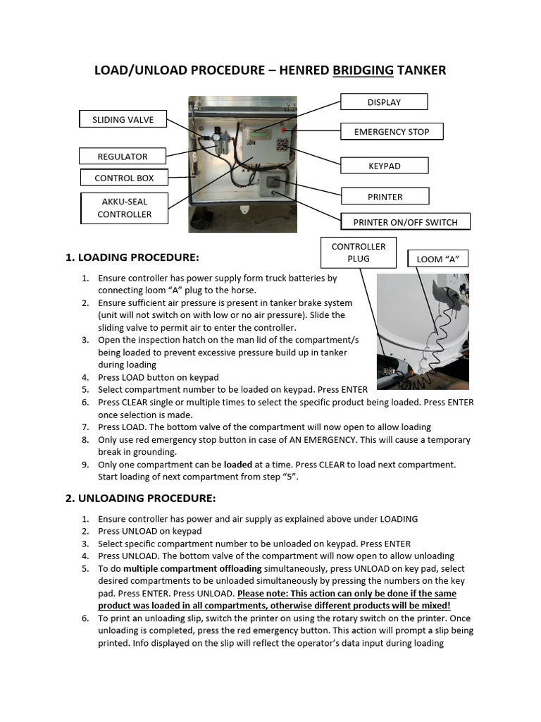 Load Unload Procedure | PDF | Oil Tanker | Valve