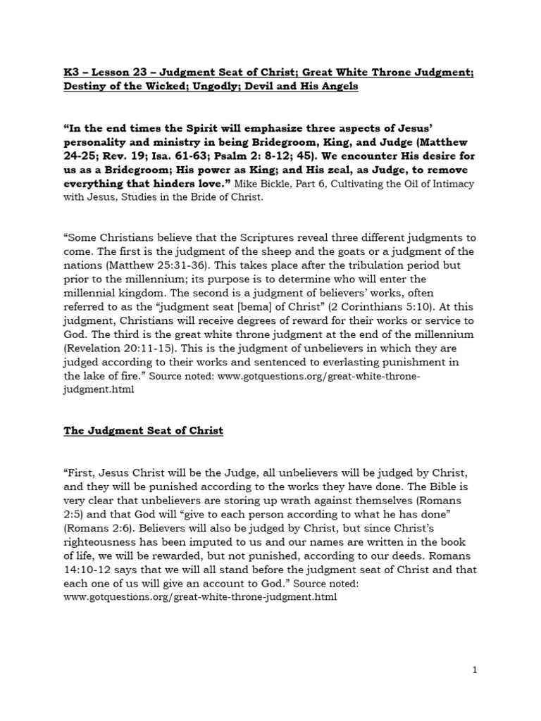 K3 Destiny Of The Wicked Pdf Last Judgment Jesus