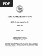 Multi-Band Excitation Vocoder: RLE Technical Report No. 524