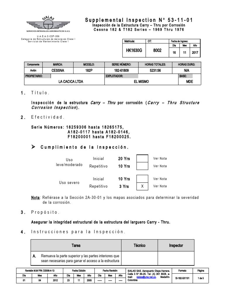 Supplemental - Inspection 53-11-01 | PDF