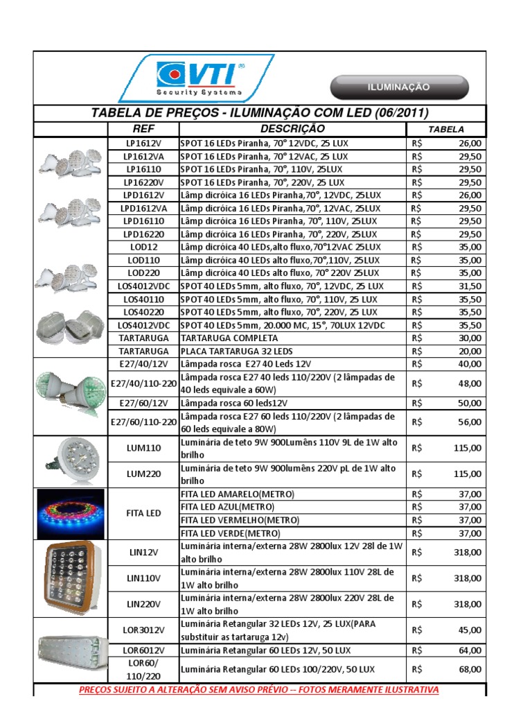 Tabela Real Leds | Download grátis PDF | Display Technology Ltd ...