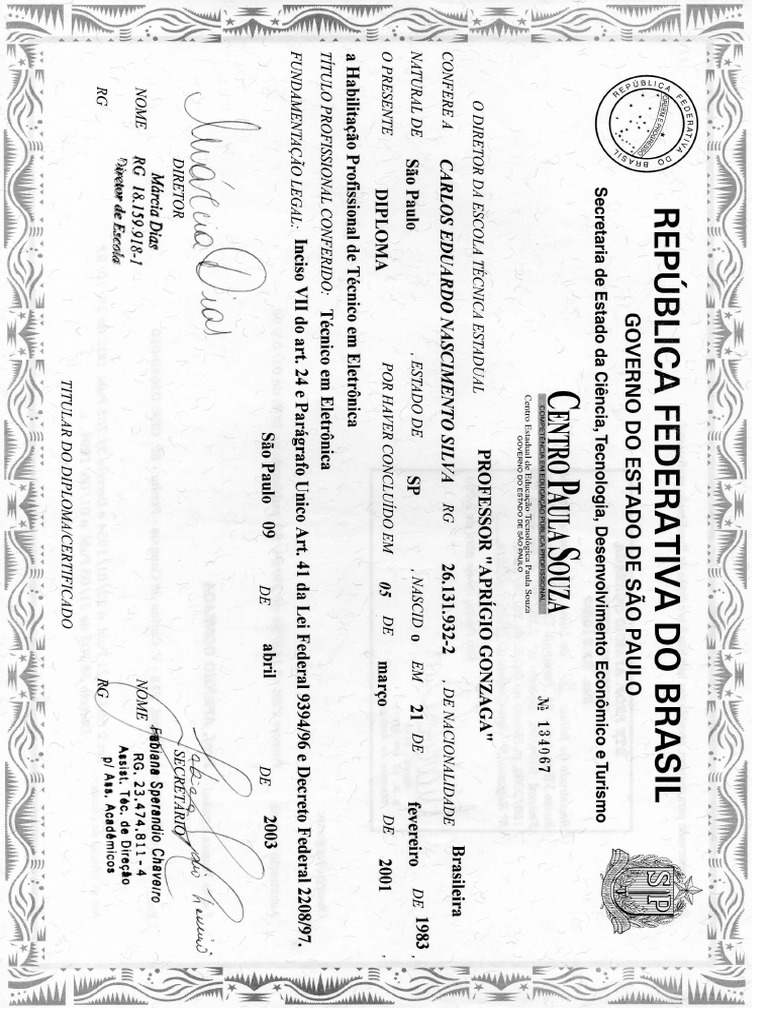 Certificado Tecnico Eletronica Pdf