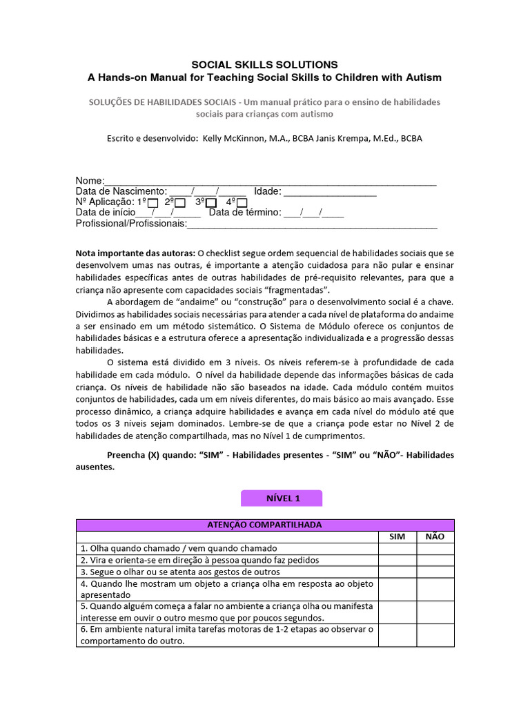 Checklist Social Skills Solutions
