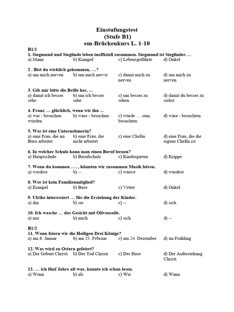 Einstufungstest b1 pdf
