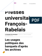 Presses Universitaires François-Rabelais: Les Usages Politiques Des Banquets D'après Les Archives