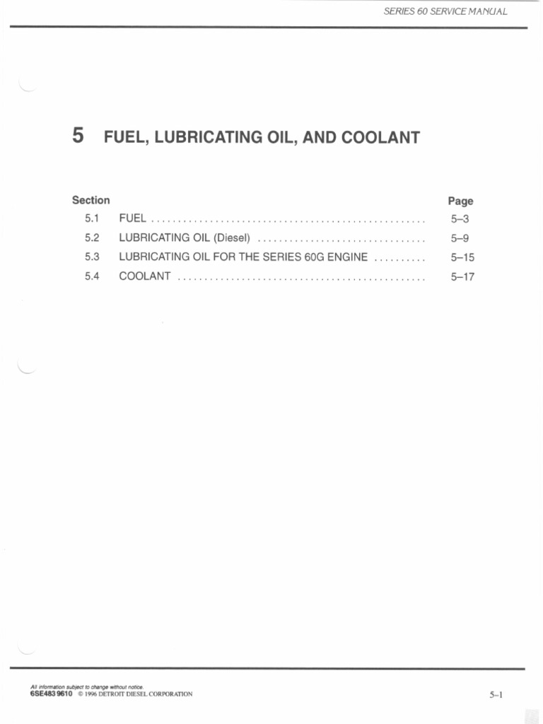 5 - Fuel, Lubricating Oil, & Coolant | PDF