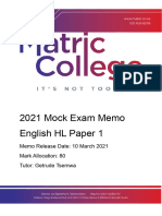 English HL Mock Exam Memo 2021