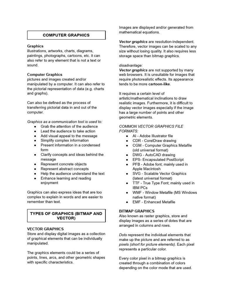Digital Imaging Quiz T1 Reviewer PDF Graphics Computer Science