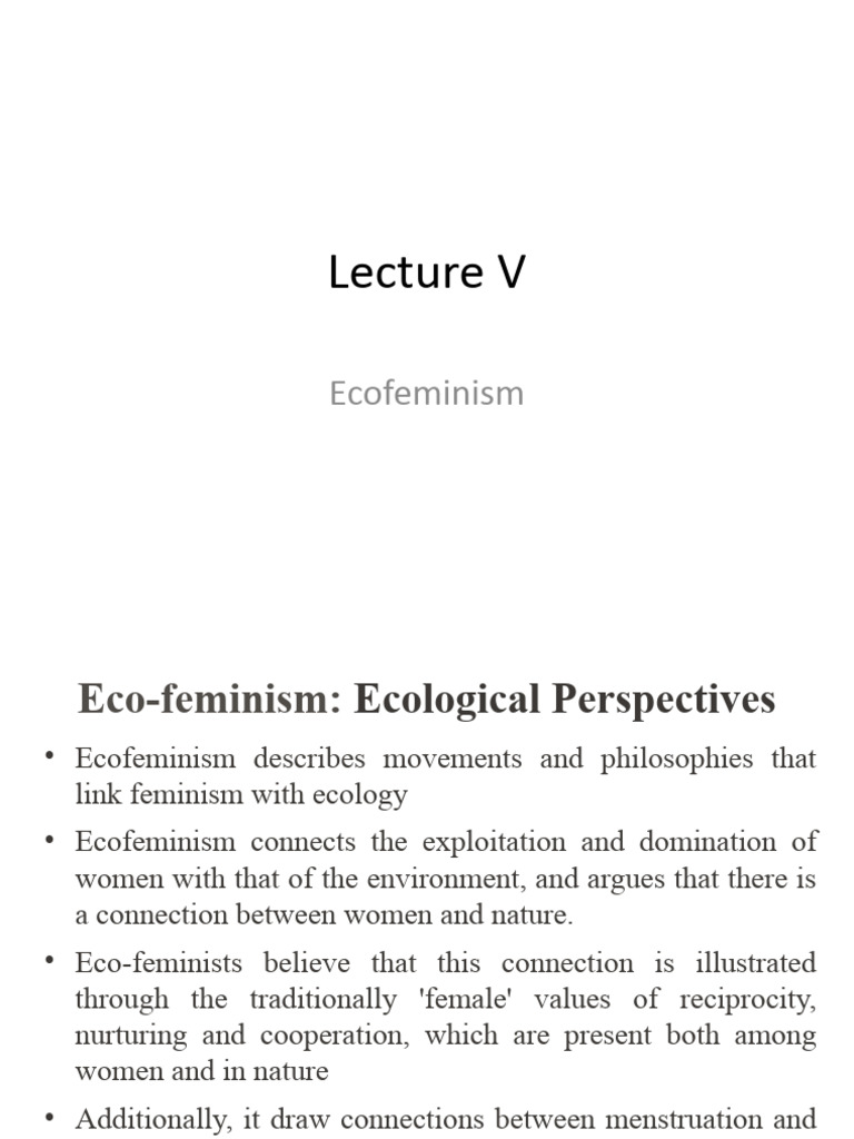 FT Lecture V | PDF | Ecofeminism | Feminism