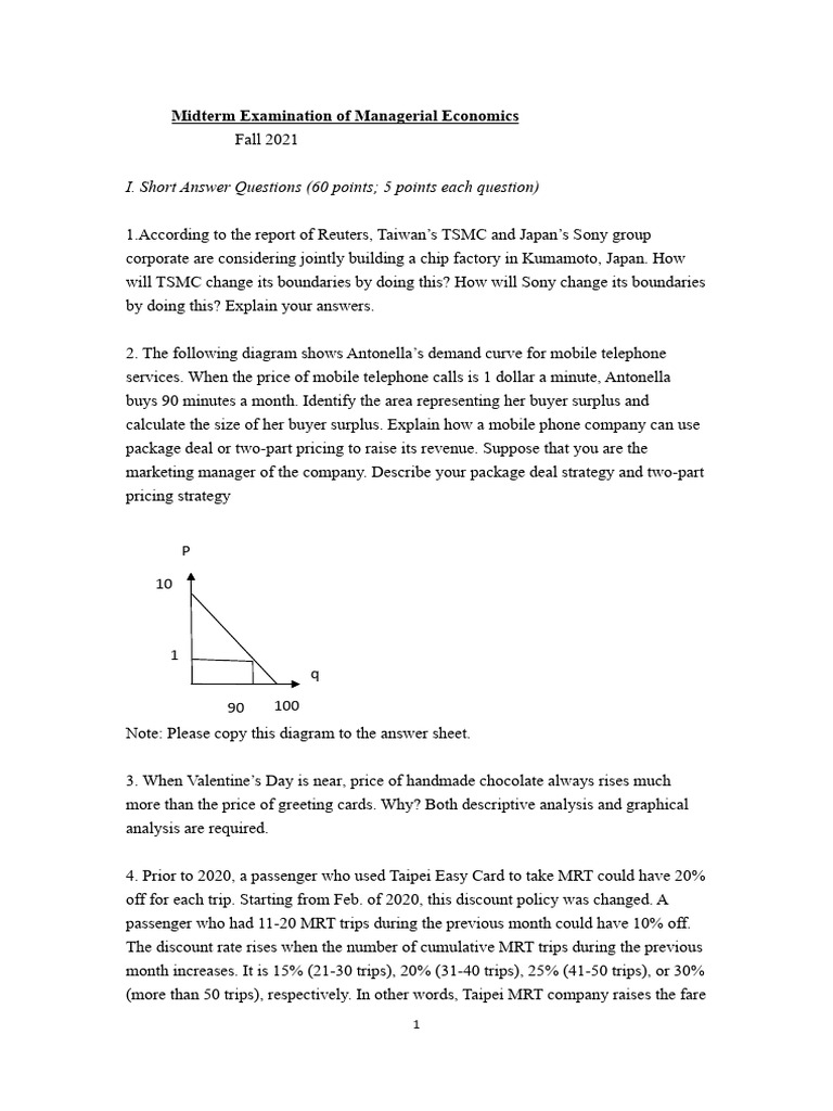 Midterm Exam of Managerial Economics Fall 2021 | PDF | Perfect ...