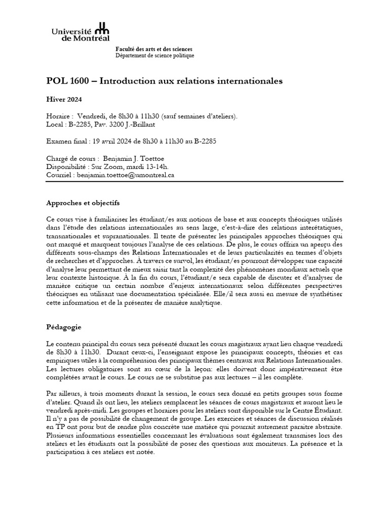 Introduction aux relations internationales | PDF | Plagiat | Relations ...