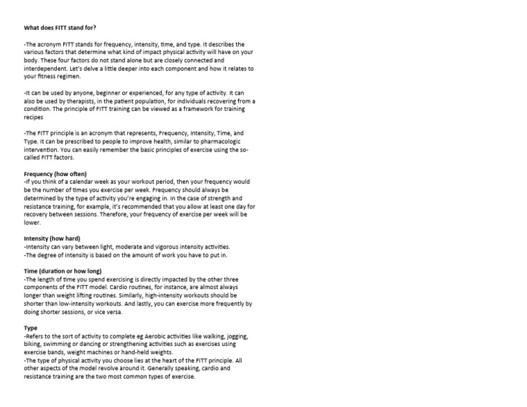 What Does FITT Stand For PDF