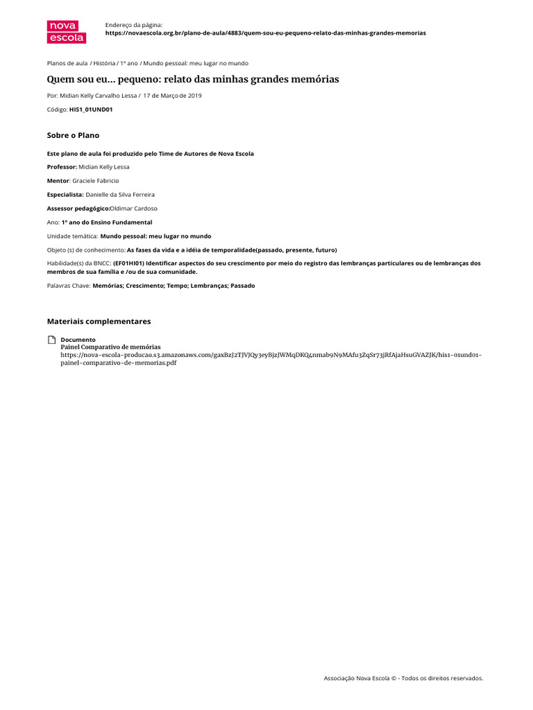 Plano de Aula His1 01und01 | PDF | Carreira e Crescimento