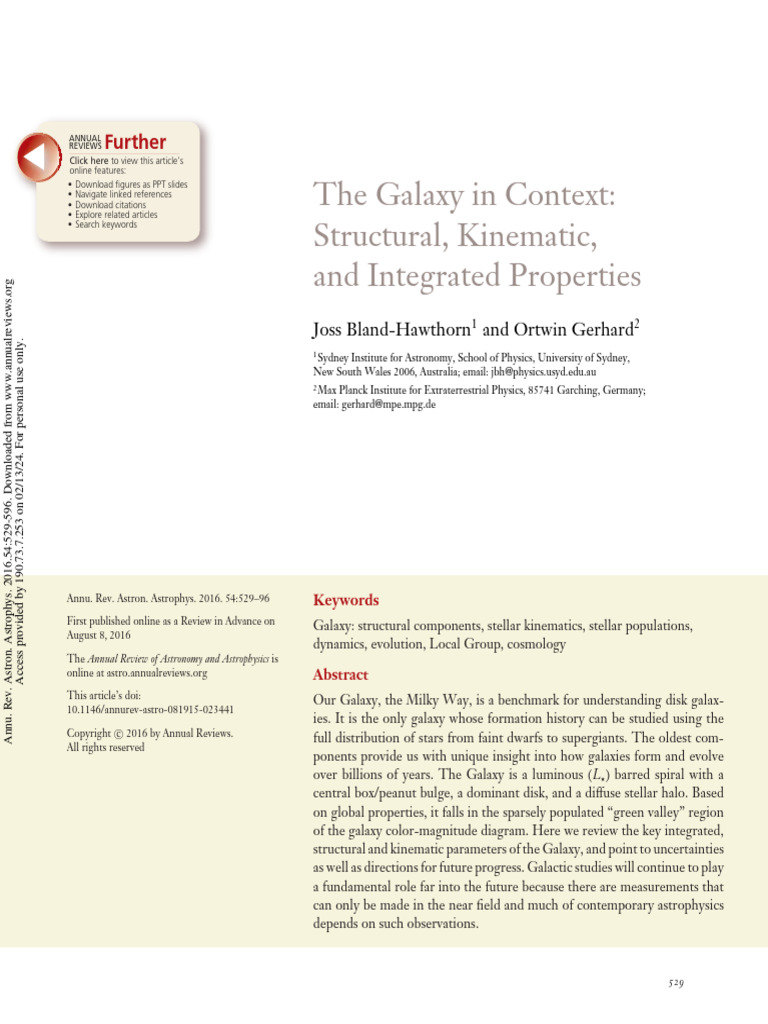 Bland Hawthorn Gerhard 2016 The Galaxy in Context Structural Kinematic