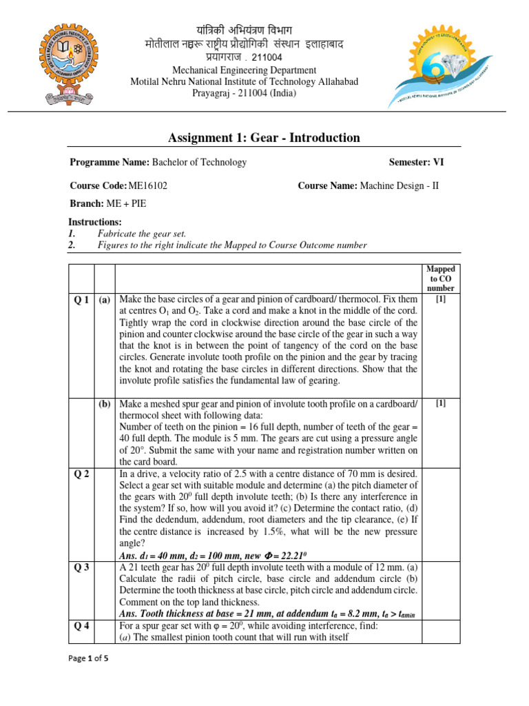 Spur Gear Design Assignments | PDF | Gear | Strength Of Materials