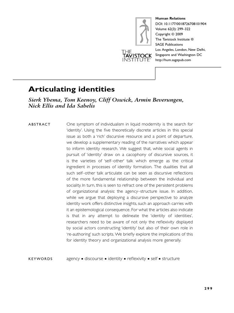Articulating Identities Sierk Ybema, Tom Keenoy, Cliff Oswick, Armin