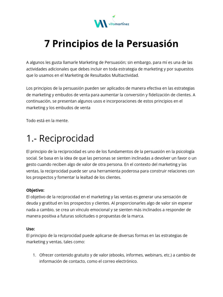 7 Principios de La Persuasión | PDF | Marketing | Persuasión