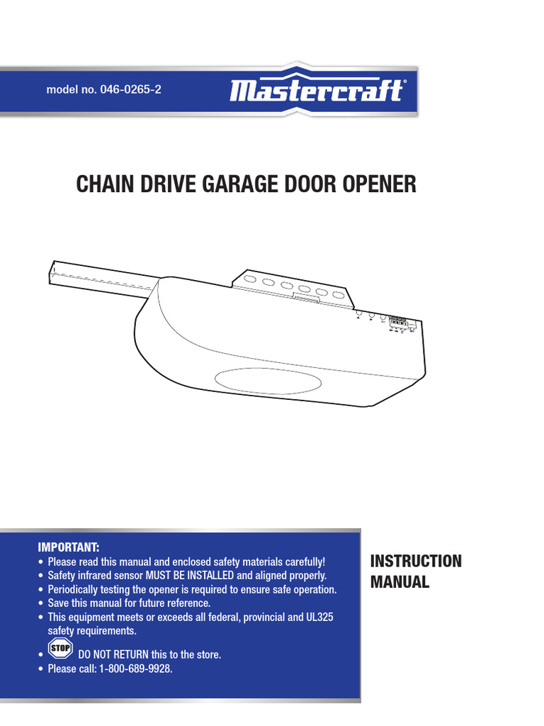 Mastercraft Chain Drive Garage Door Opener | PDF | Ac Power Plugs And ...