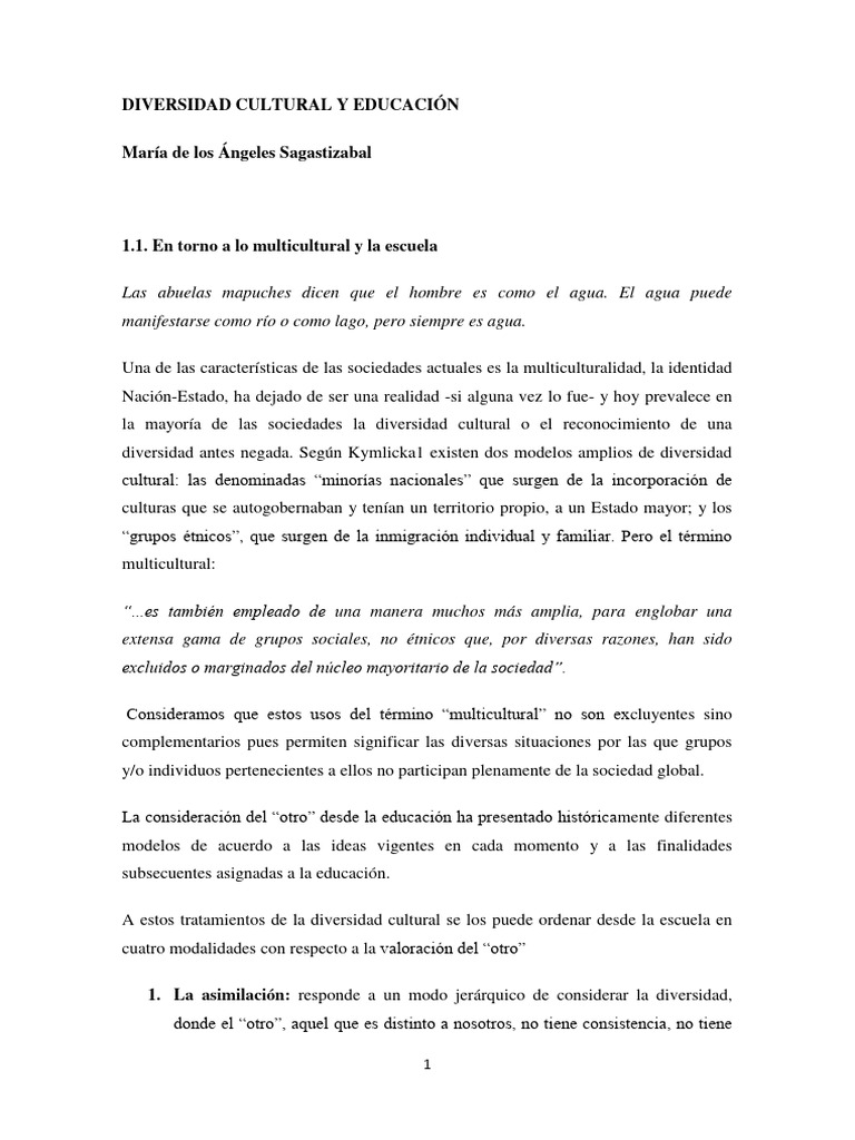 Diversidad Cultural y Educación | PDF | Plan de estudios | Aprendizaje
