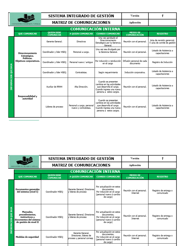 Matriz De Comunicaciones Pdf Auditoría Business