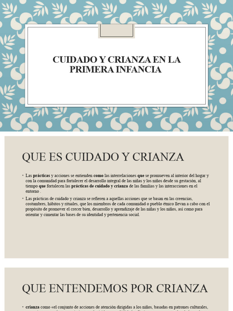 Cuidado y Crianza en La Primera Infancia | PDF | Ciencias del ...
