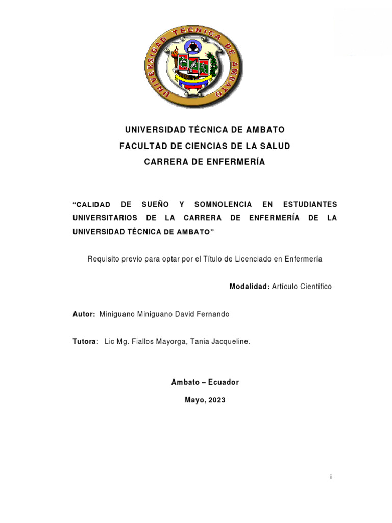 Sueño y Somnolencia en Estudiantes de Enfermería | PDF | Dormir | Medicina