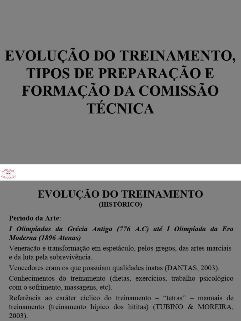 Evolução Do Treinamento, Tipos de Preparação E Formação Da Comissão ...