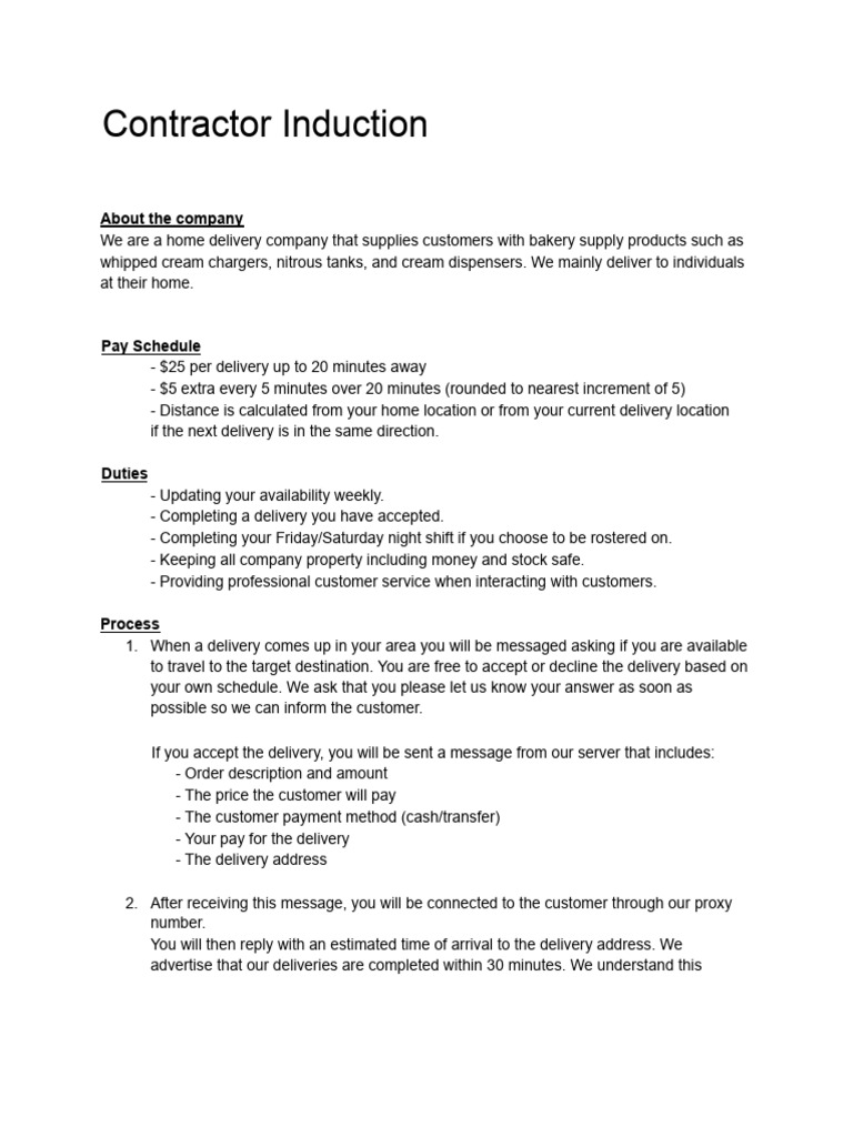 Contractor Induction Guide for Deliveries | PDF | Business