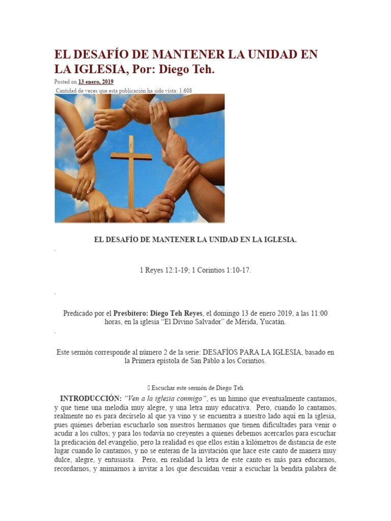 Unidad en la Iglesia: Desafíos y Soluciones | PDF | Cristo (título ...
