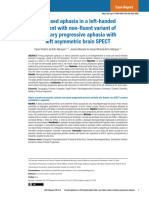 Crossed Aphasia in A Left-Handed Patient With Non-Fluent Variant of Primary Progressive Aphasia With Left Asymmetric Brain SPECT