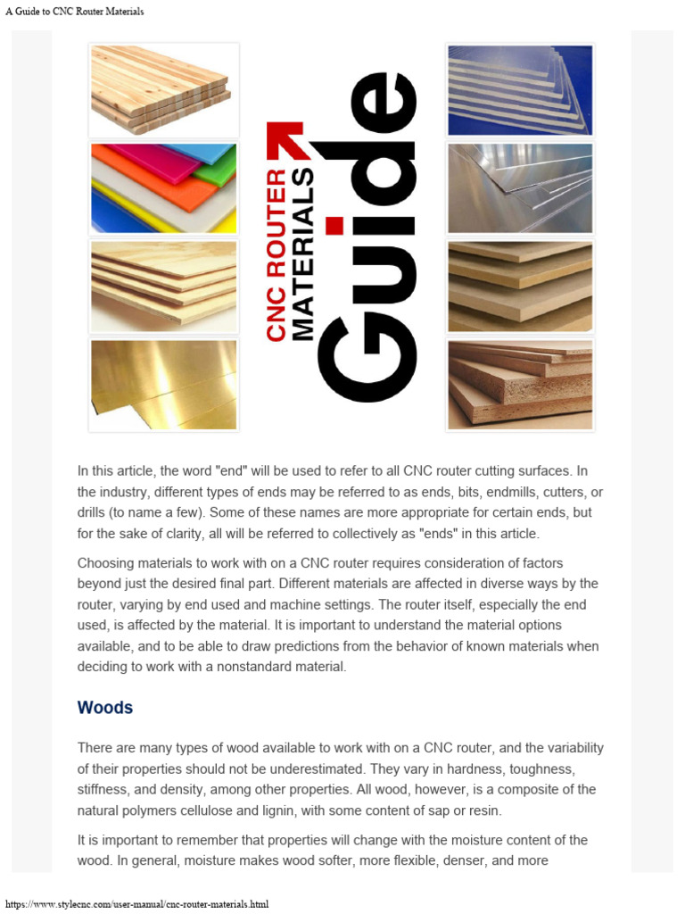 A Guide To CNC Router Materials | PDF | Composite Material | Wood