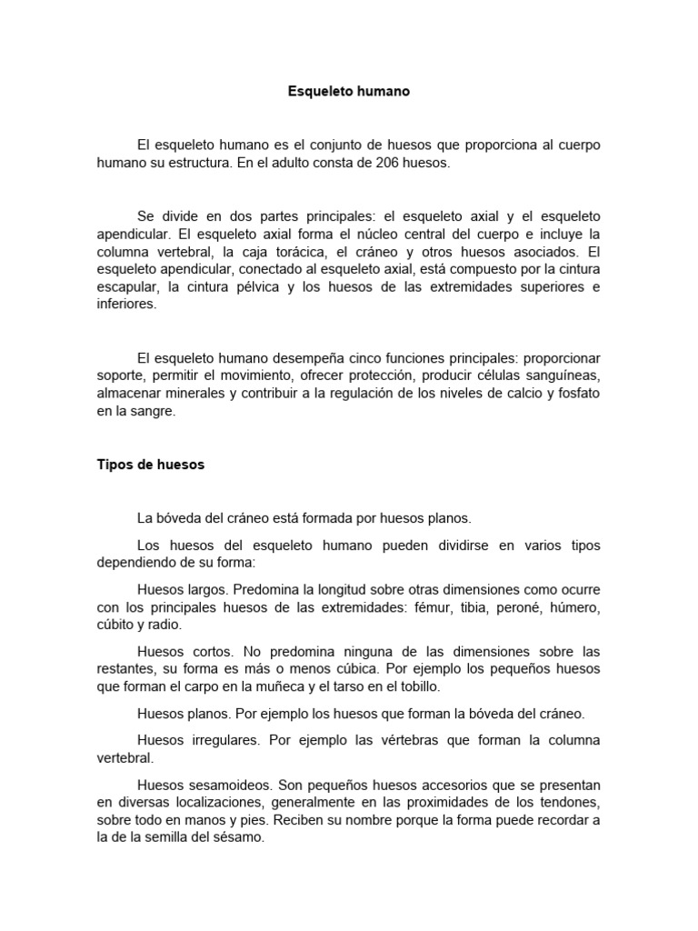 Esqueleto Humano Pdf Esqueleto Hueso
