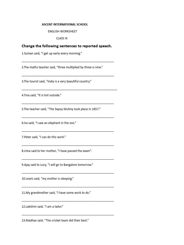 Worksheet Class 9 | PDF | Teaching Methods & Materials