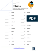 Syllables: DIRECTIONS: Read Each Word. Identify The Number of Syllables in