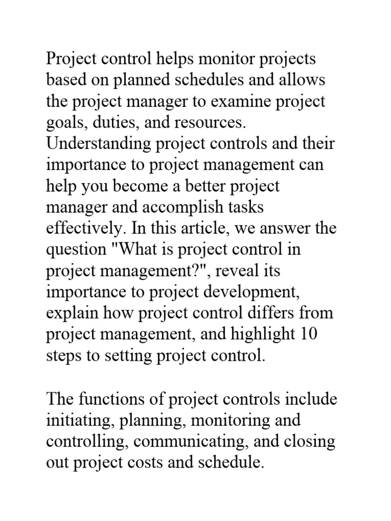 Understanding Project Control Essentials | PDF | Project Management ...