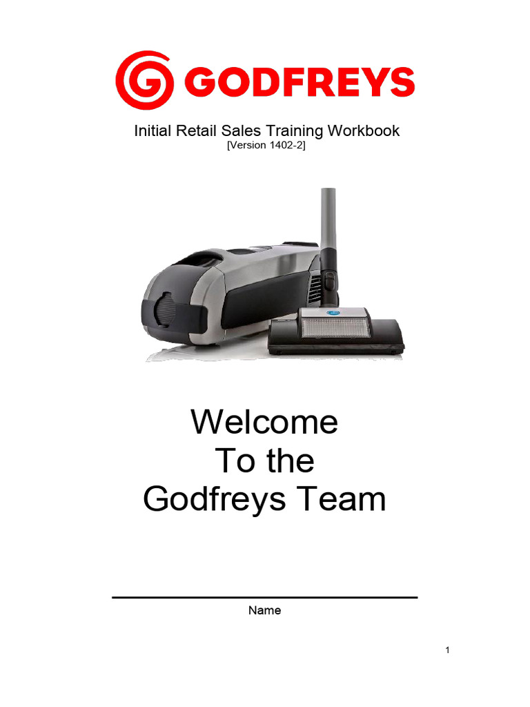 Workbook Godfreys Initial Training PDF Customer Vacuum Cleaner