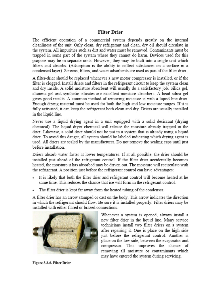 Filter Drier Function and Installation Guide | PDF | Adsorption | Chemistry