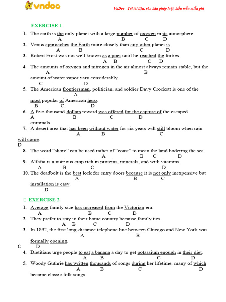 140 Cau Trac Nghiem Tieng Anh Chuyen de Tim Loi Sai Co Dap An 1 | PDF