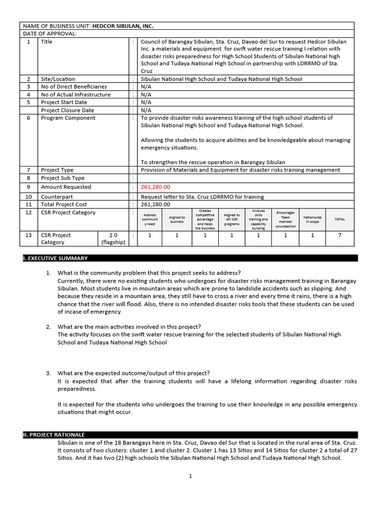 AFI Project Proposal Format | PDF | Emergency | Safety