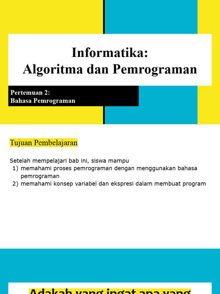 Belajar Pemrograman C: Algoritma Dasar | PDF