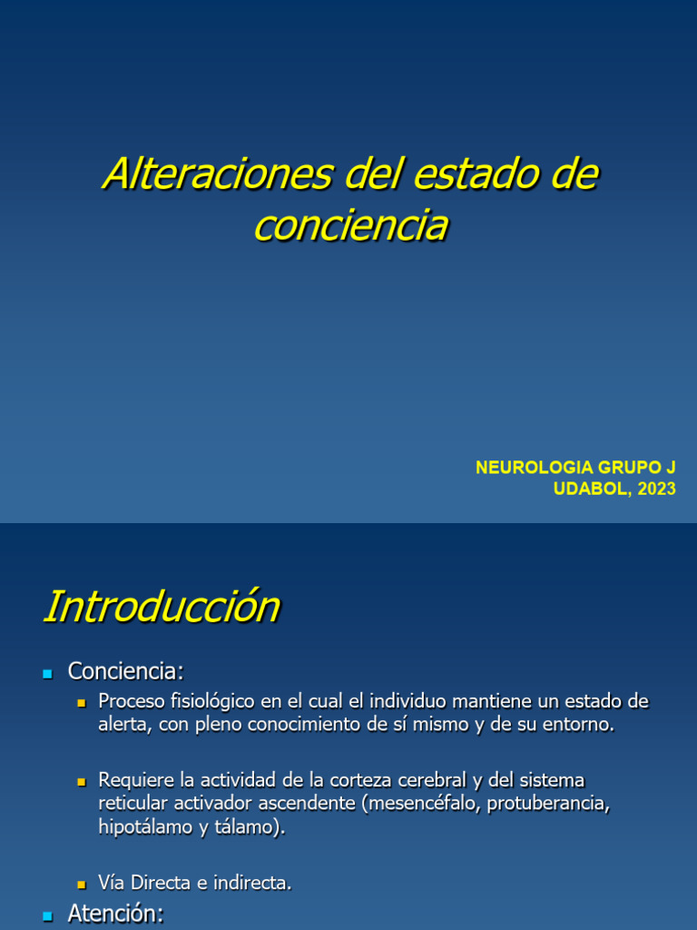 Alteraciones de la Conciencia en Neurología | PDF | Coma | Enfermedades ...