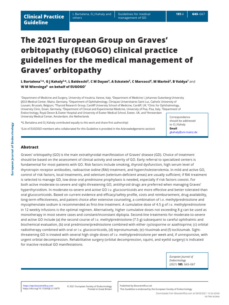EUGOGO 2021 Guidelines for Graves' Orbitopathy | PDF | Therapy ...