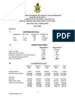 Solution - Worksheet 7 (Budgeting)