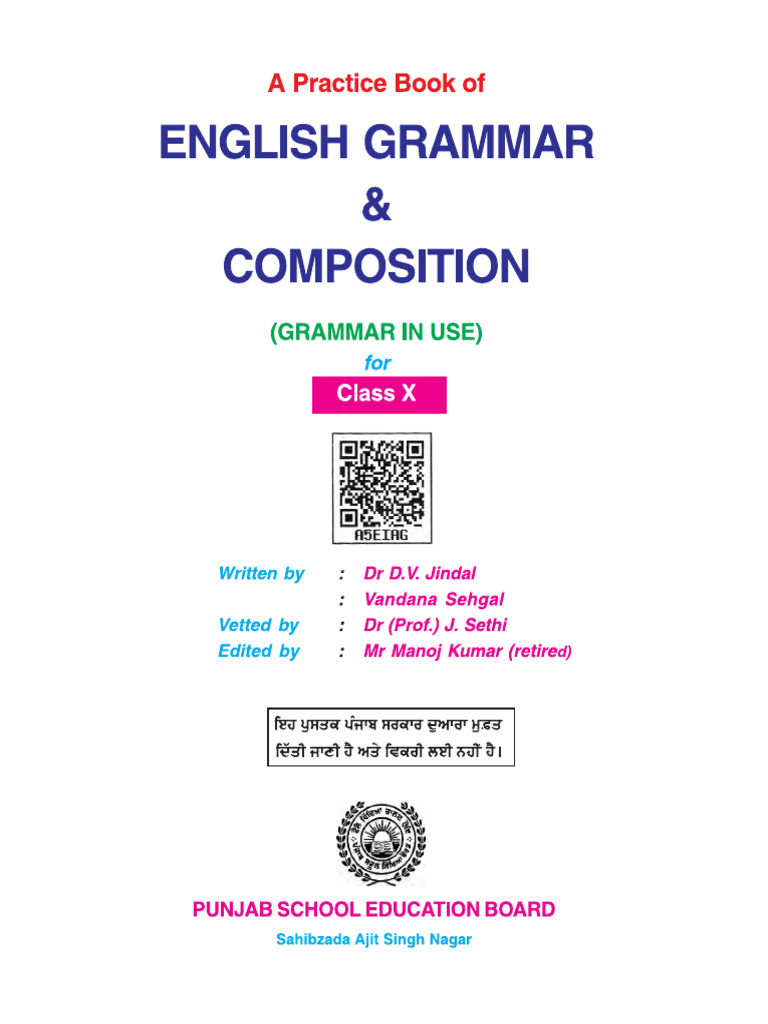 PSEB Class 10 English Grammar and Composition Textbook 2021 22 | PDF