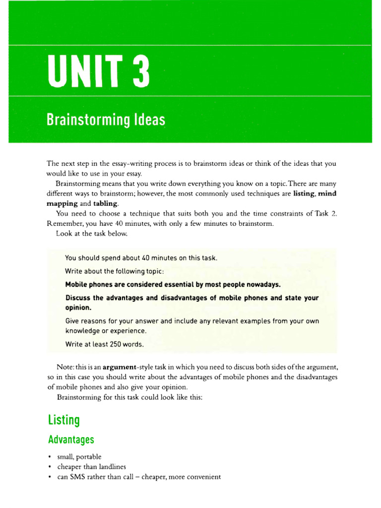 Unit 3 - Brainstorming Ideas | PDF