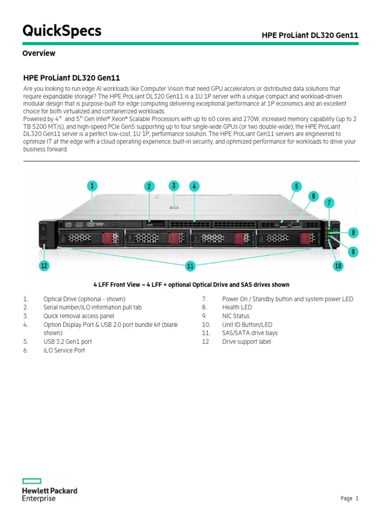 HPE ProLiant DL320 Gen11-A50004315enw | PDF