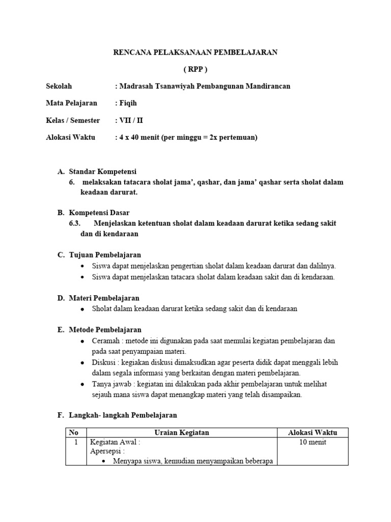 RPP-Micro Teaching PAI Kelas 5 SD | PDF | Karier & Perkembangan