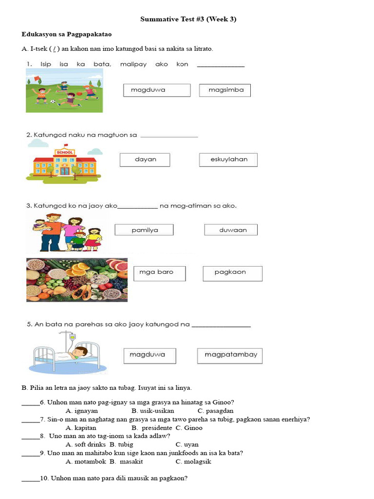 Summative Test Week 3 | PDF